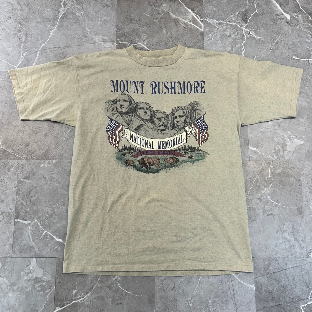 90s Vintage Mount Rushmore Graphic Tee Mens XL America Presidents Shirt Faded